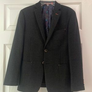 Boys size 14R Tallis sports jacket. Black and gray checked. Worn one time